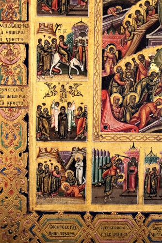  - The Great Feasts and Scenes from the Gospels and the Old Testament -Russian icon early 19th century